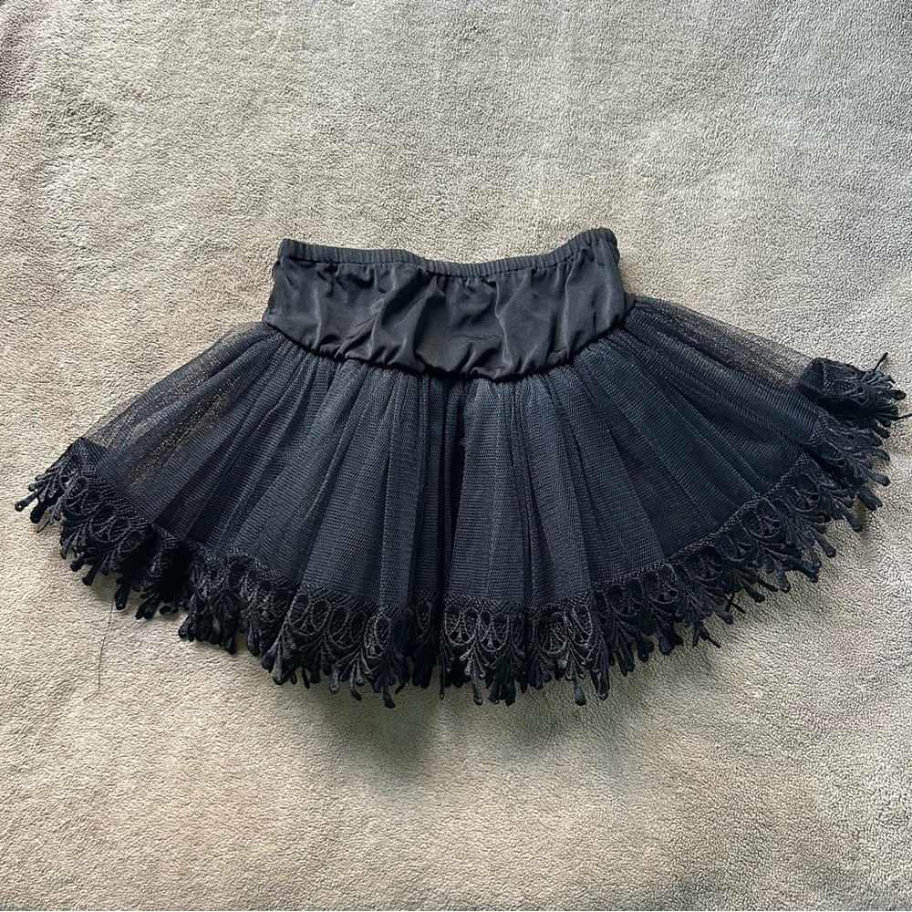 Leg Avenue Black Tutu with Lace Fringe